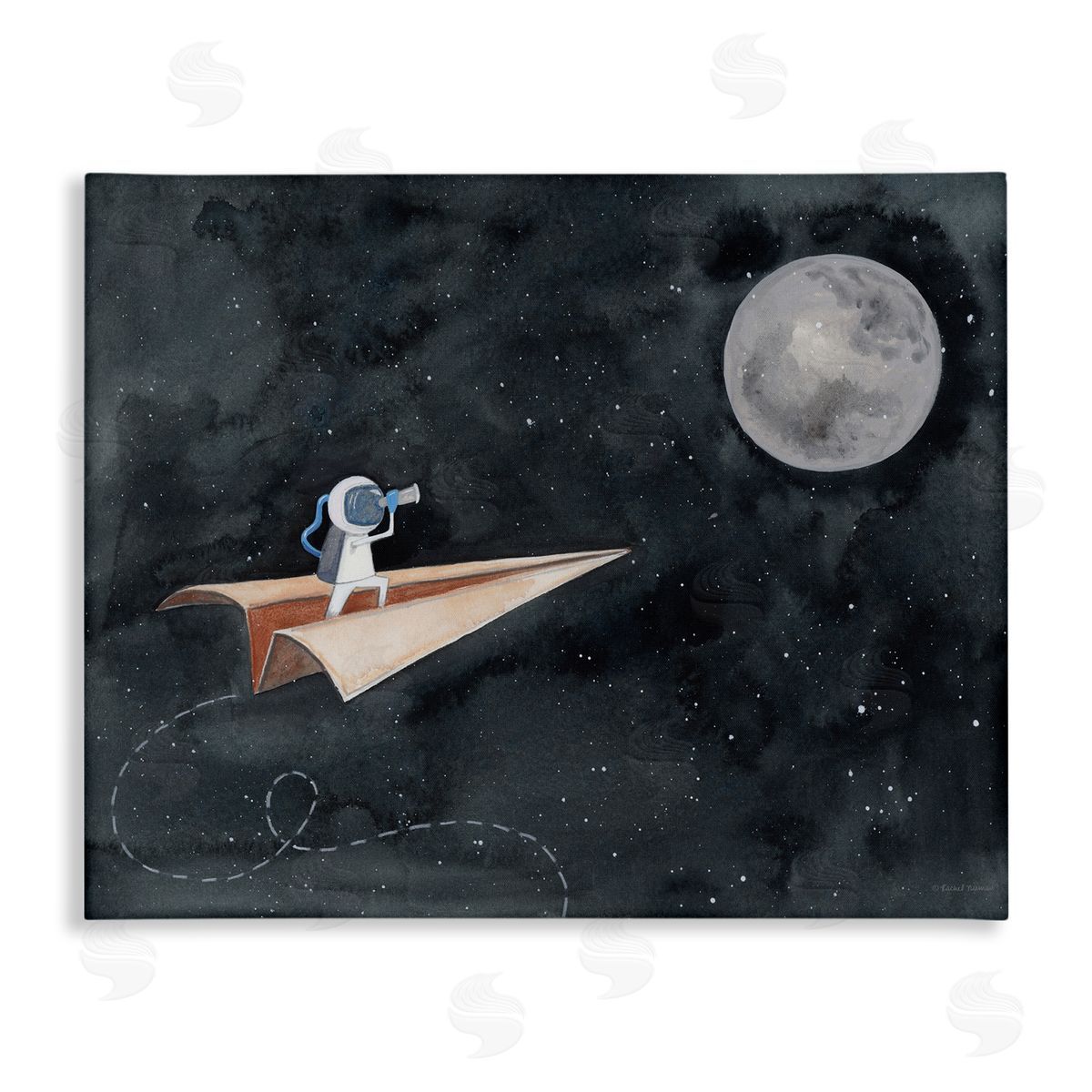 Rachel Nieman Paper Airplane Flying in Outer space Astronaut Moon