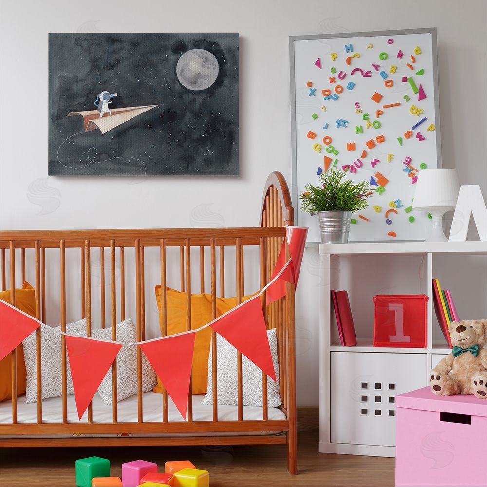 Rachel Nieman Paper Airplane Flying in Outer space Astronaut Moon