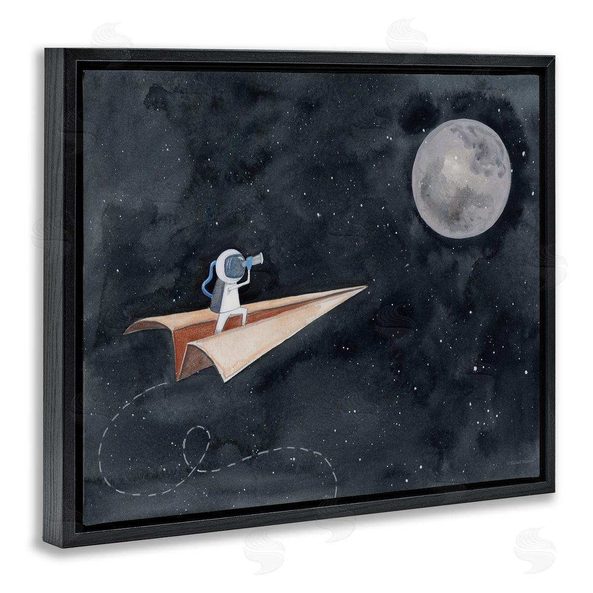 Rachel Nieman Paper Airplane Flying in Outer space Astronaut Moon
