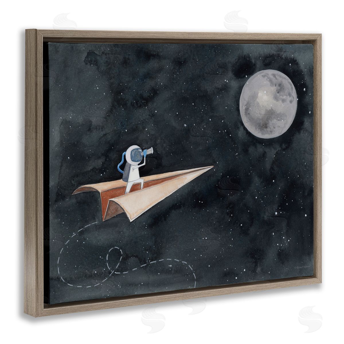 Rachel Nieman Paper Airplane Flying in Outer space Astronaut Moon