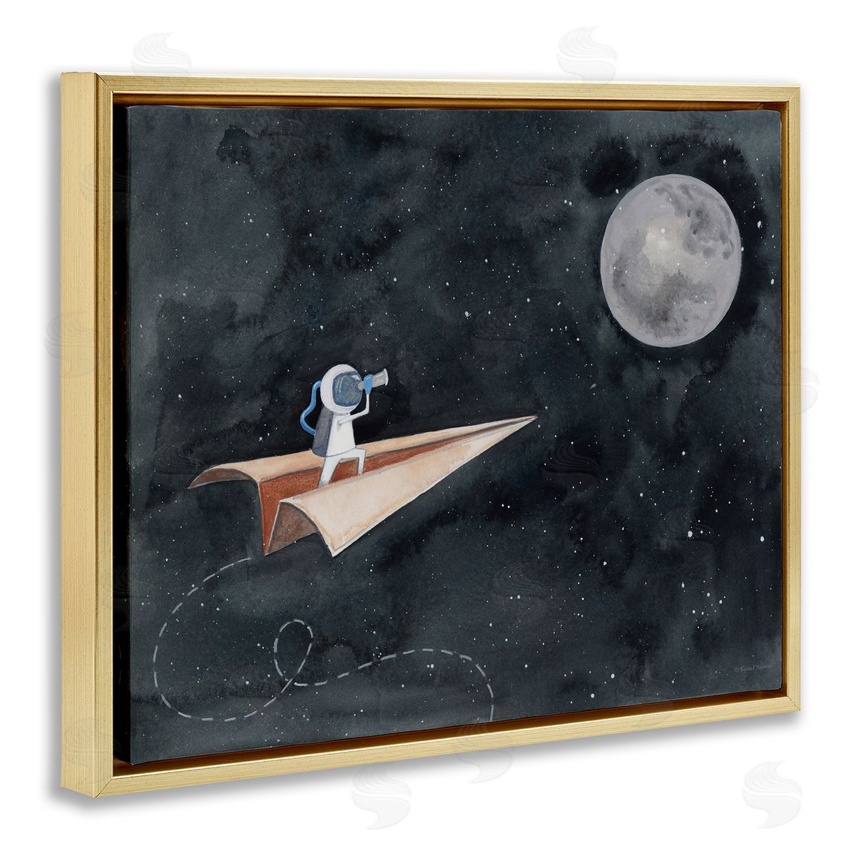 Rachel Nieman Paper Airplane Flying in Outer space Astronaut Moon