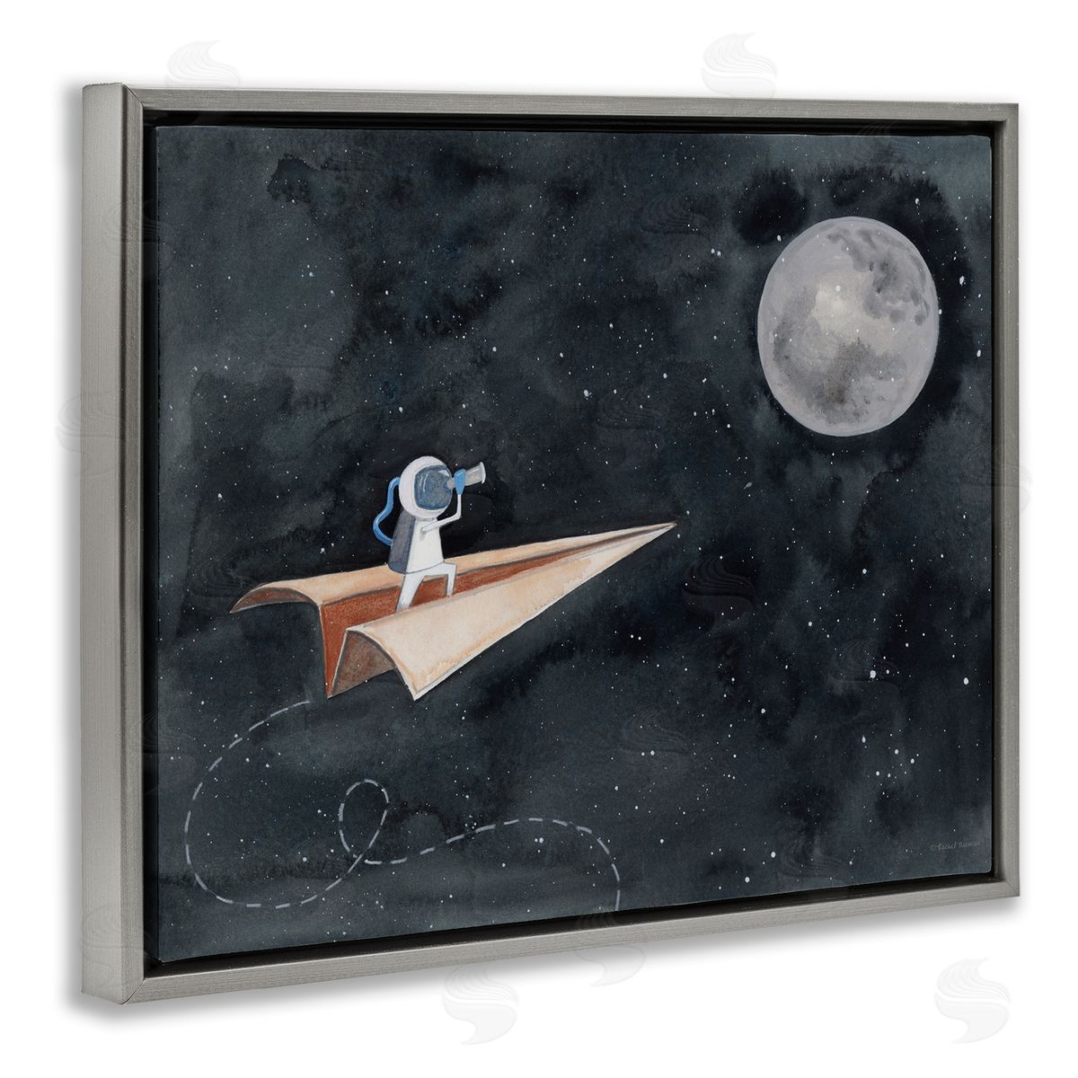 Rachel Nieman Paper Airplane Flying in Outer space Astronaut Moon