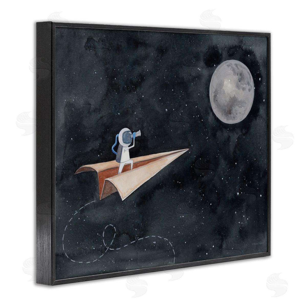 Rachel Nieman Paper Airplane Flying in Outer space Astronaut Moon