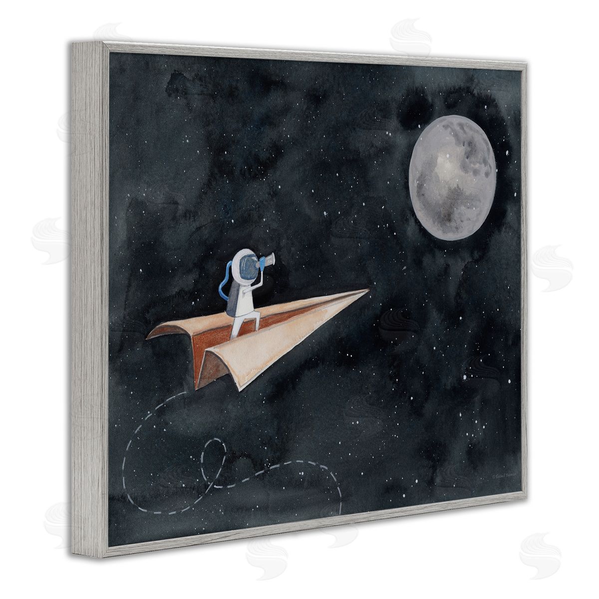 Rachel Nieman Paper Airplane Flying in Outer space Astronaut Moon
