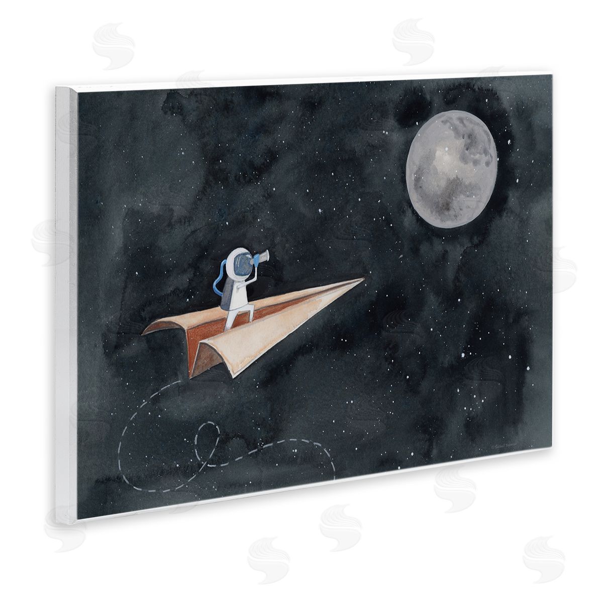 Rachel Nieman Paper Airplane Flying in Outer space Astronaut Moon
