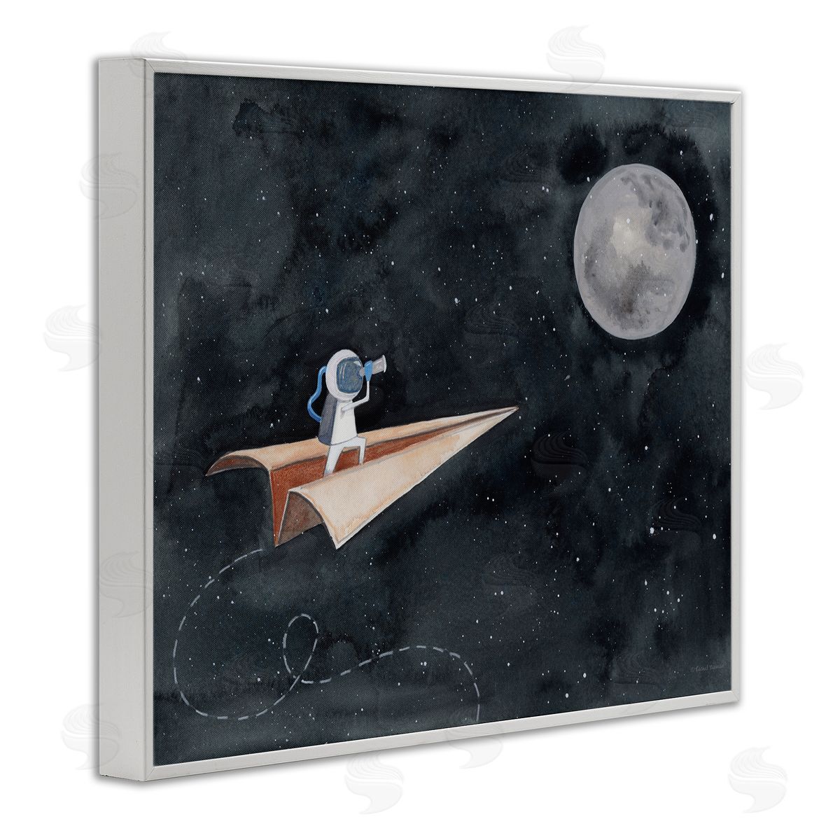 Rachel Nieman Paper Airplane Flying in Outer space Astronaut Moon