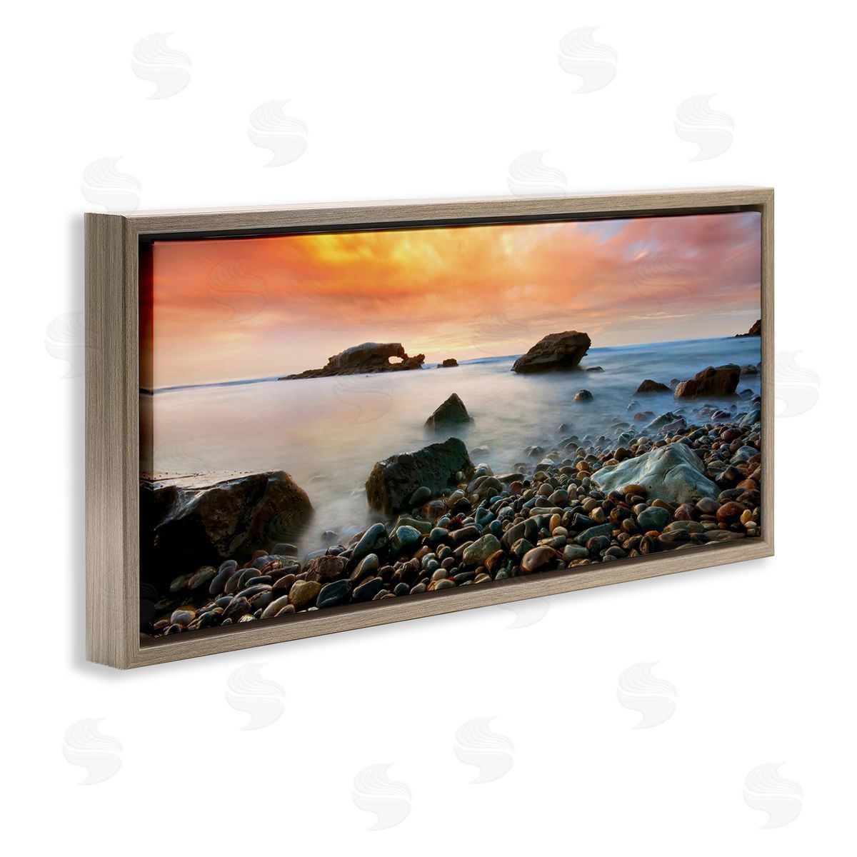 Lee Sie Rocks On Misty Beach Warm Sunrise Sky