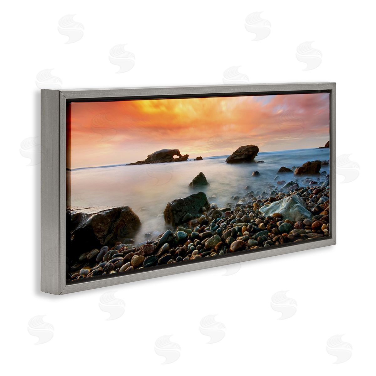 Lee Sie Rocks On Misty Beach Warm Sunrise Sky