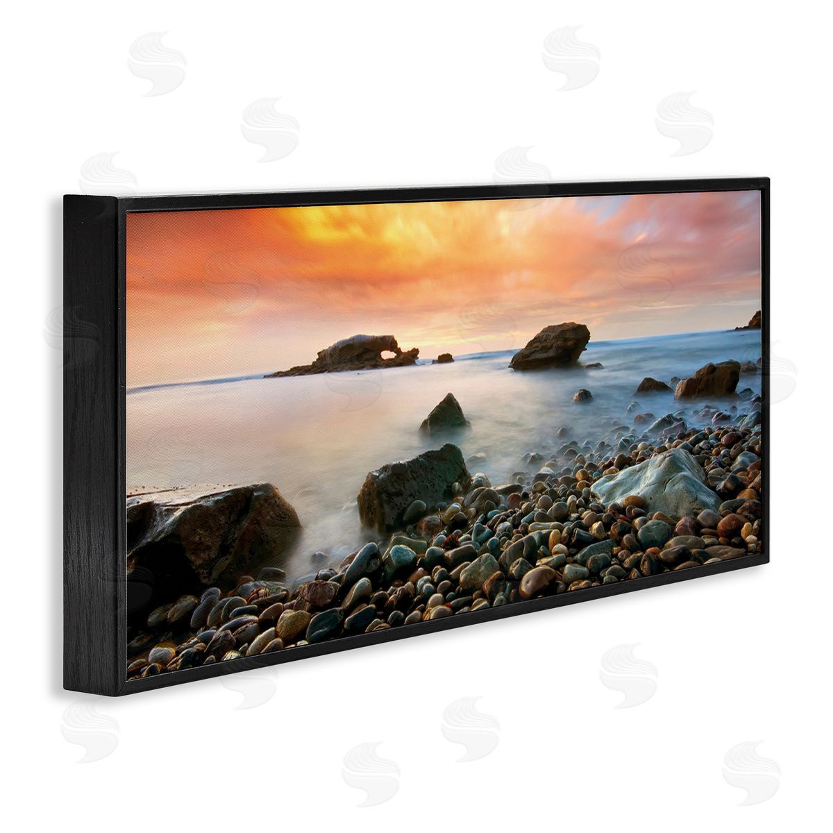 Lee Sie Rocks On Misty Beach Warm Sunrise Sky