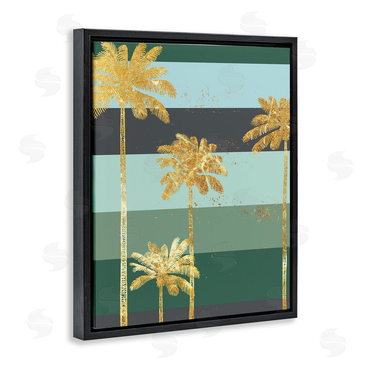 Ziwei Li Glam Tropical Palms over Green Bold Stripes