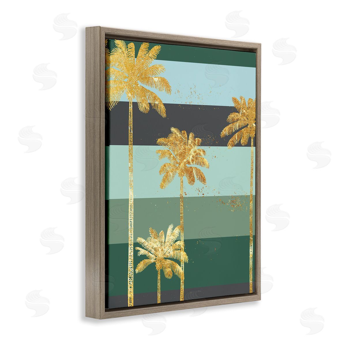 Ziwei Li Glam Tropical Palms over Green Bold Stripes