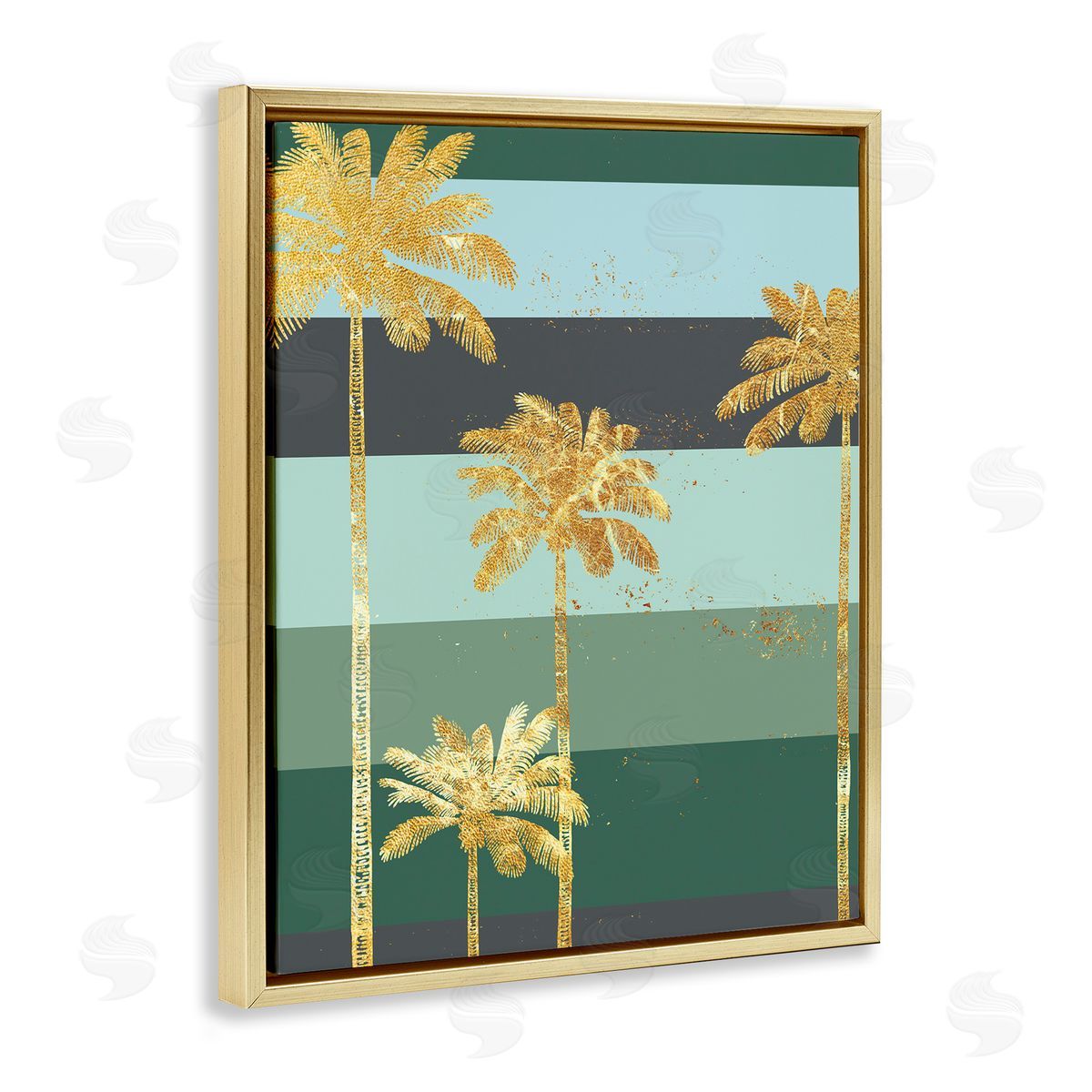 Ziwei Li Glam Tropical Palms over Green Bold Stripes