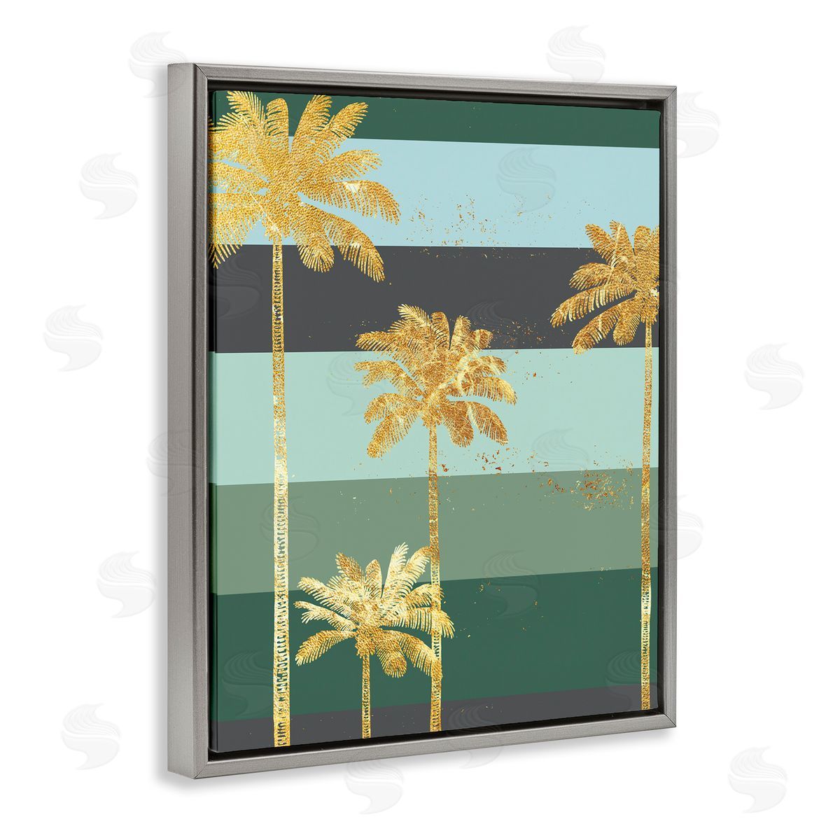 Ziwei Li Glam Tropical Palms over Green Bold Stripes