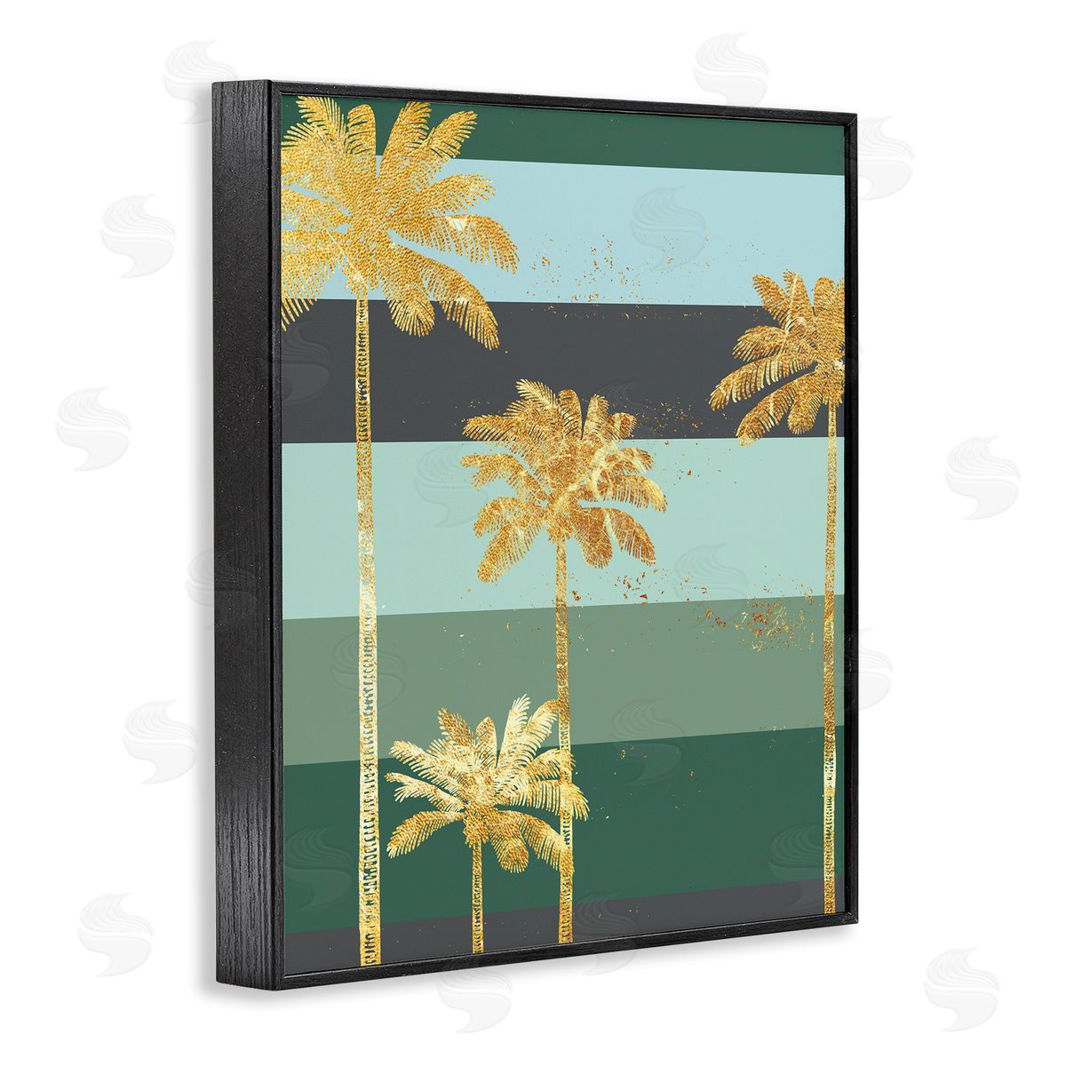 Ziwei Li Glam Tropical Palms over Green Bold Stripes
