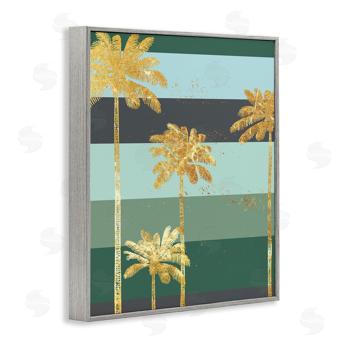 Ziwei Li Glam Tropical Palms over Green Bold Stripes