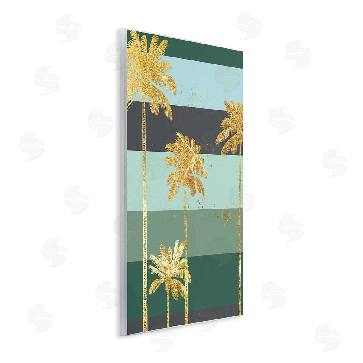 Ziwei Li Glam Tropical Palms over Green Bold Stripes