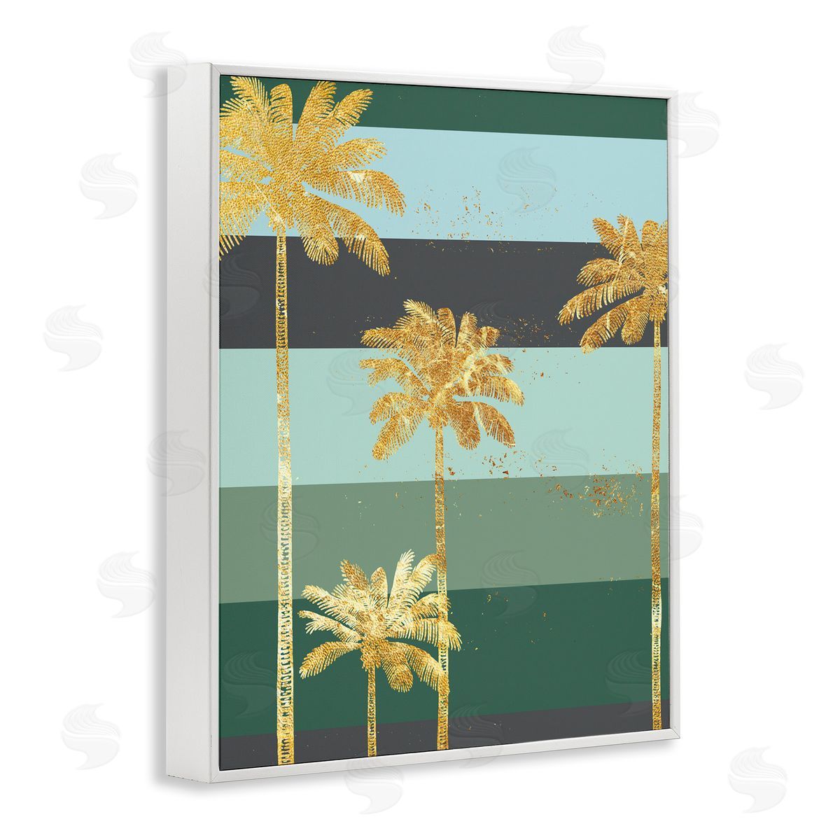 Ziwei Li Glam Tropical Palms over Green Bold Stripes