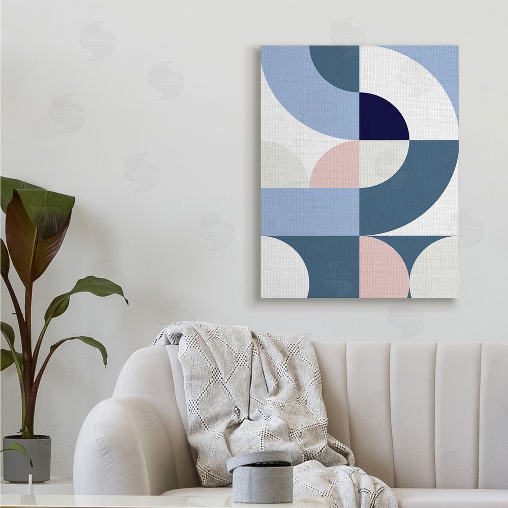 Seven Trees Design Collage of Abstract Curves Blue Pink Beige