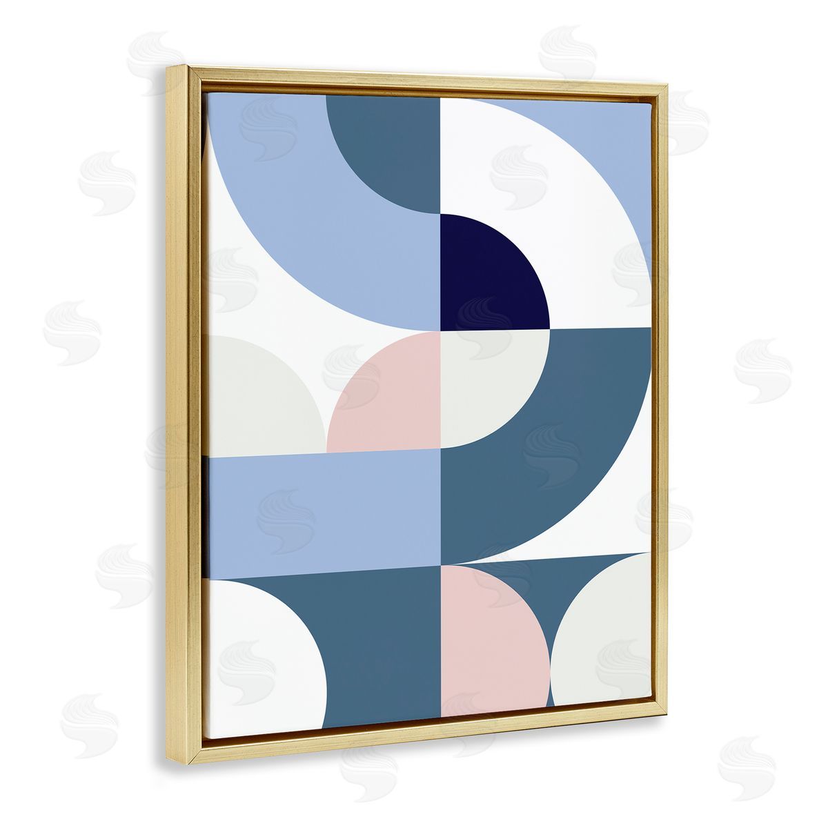 Seven Trees Design Collage of Abstract Curves Blue Pink Beige