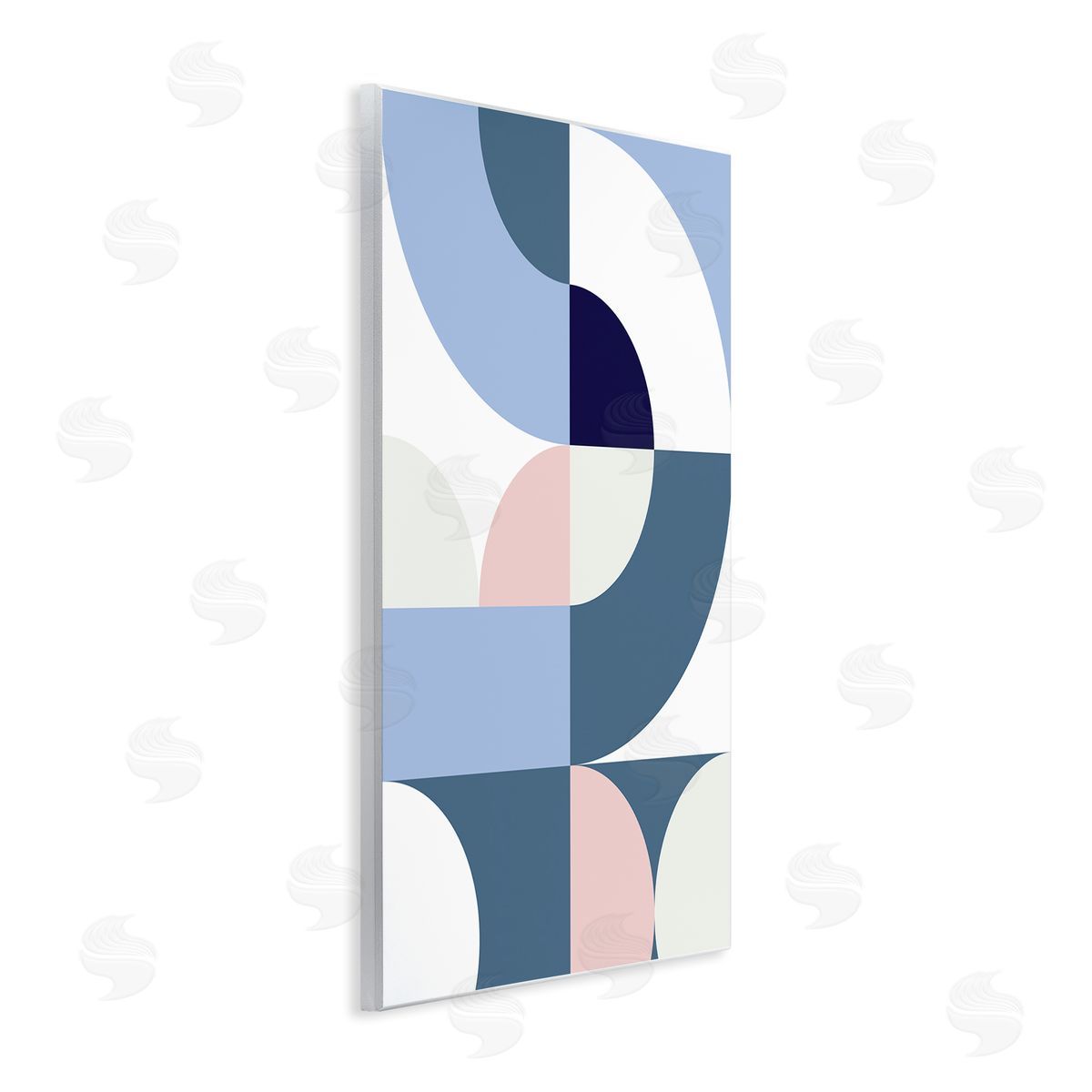 Seven Trees Design Collage of Abstract Curves Blue Pink Beige