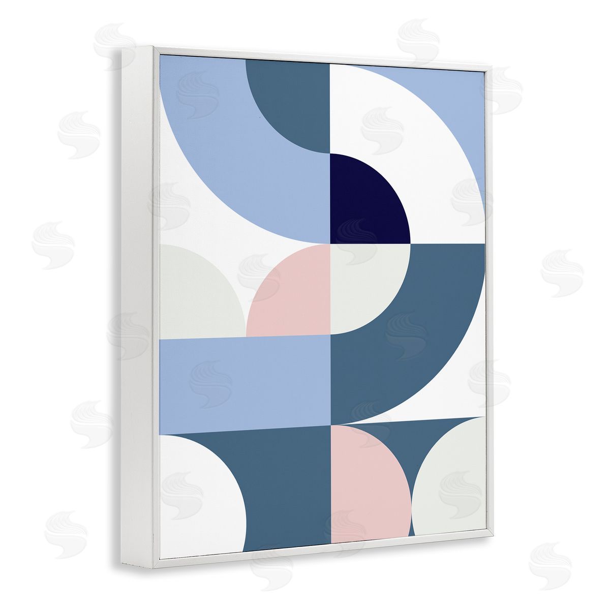 Seven Trees Design Collage of Abstract Curves Blue Pink Beige