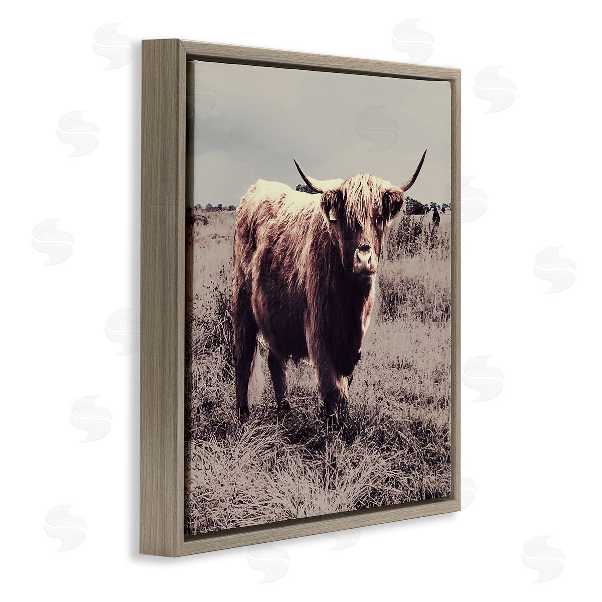 Farm Cattle Rustic Vintage Styling Brown Floating Frame Canvas Wall Art, Home Decor by SD Graphics Studio