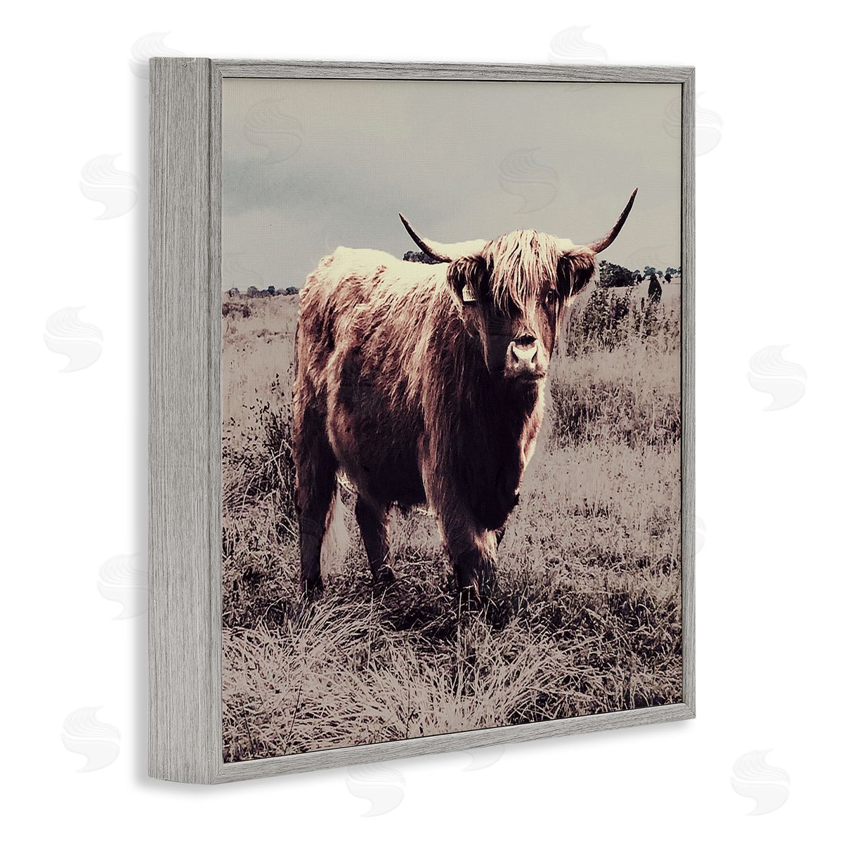 Farm Cattle Rustic Vintage Styling Grey Frame Print Wall Art, Home Decor by SD Graphics Studio