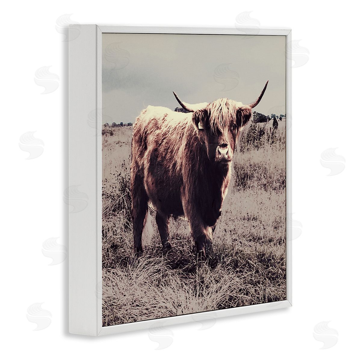 Farm Cattle Rustic Vintage Styling White Frame Print Wall Art, Home Decor by SD Graphics Studio