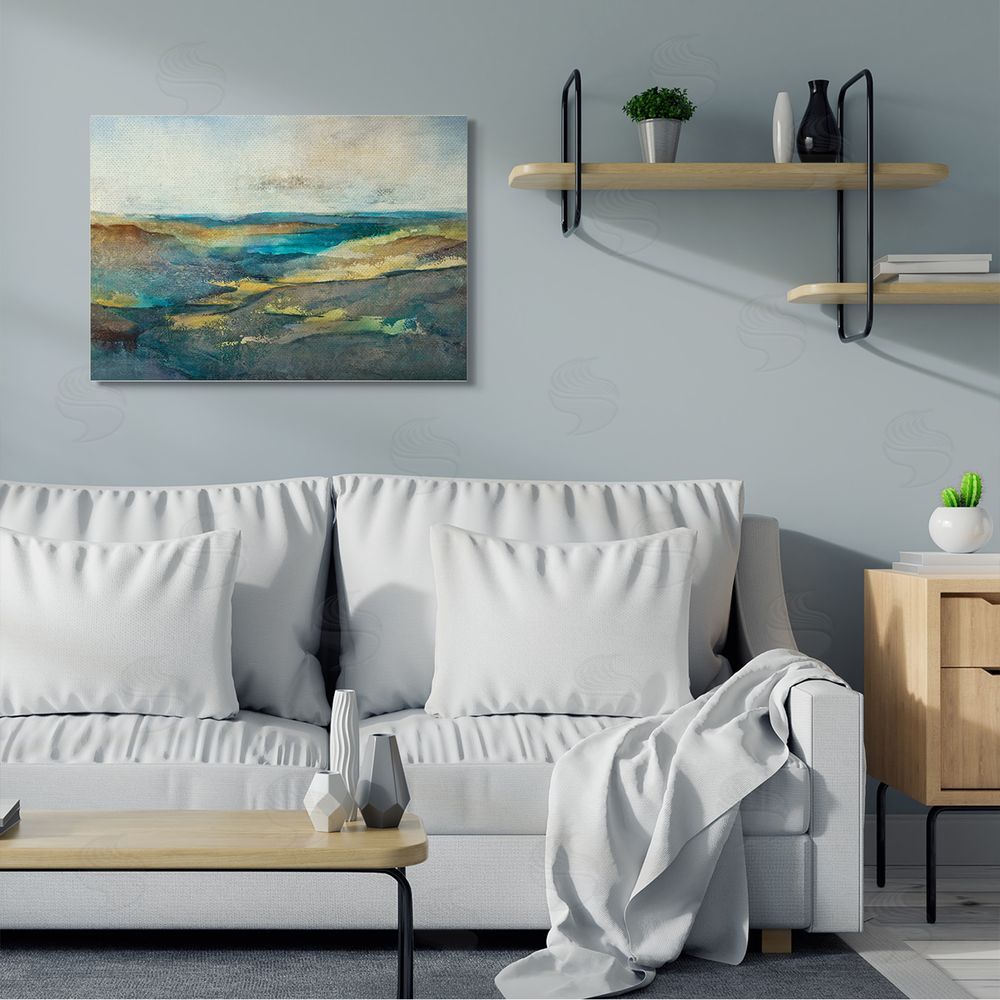 Scott Brems Abstract Nautical Cliff Landscape Blue Green Hills