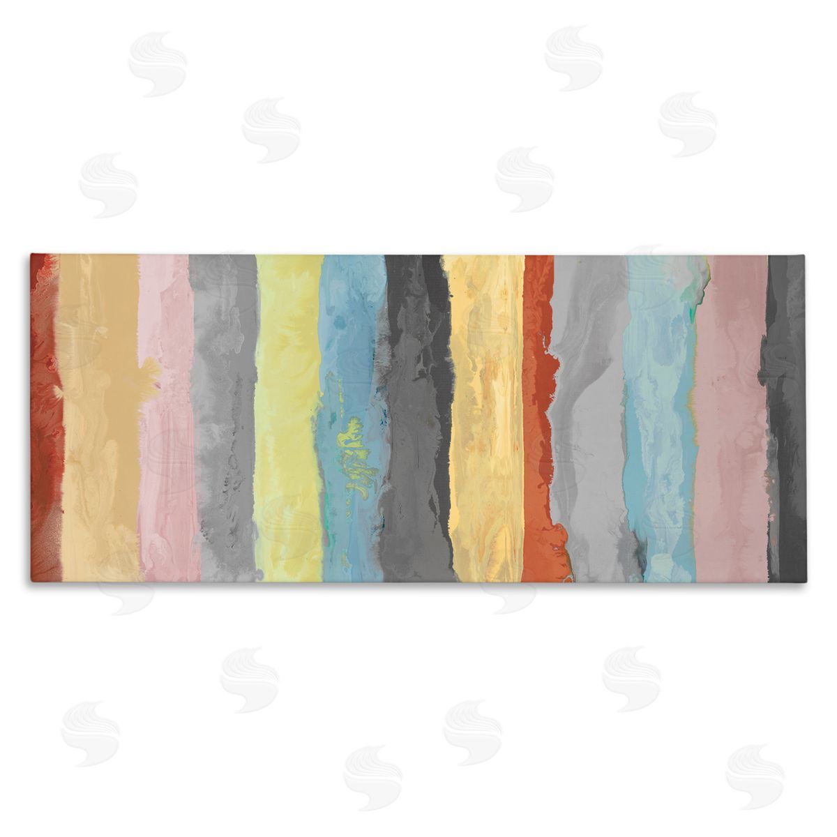 Randy Hibberd Abstract Stripe Pattern Brush Strokes Blue Yellow Pink