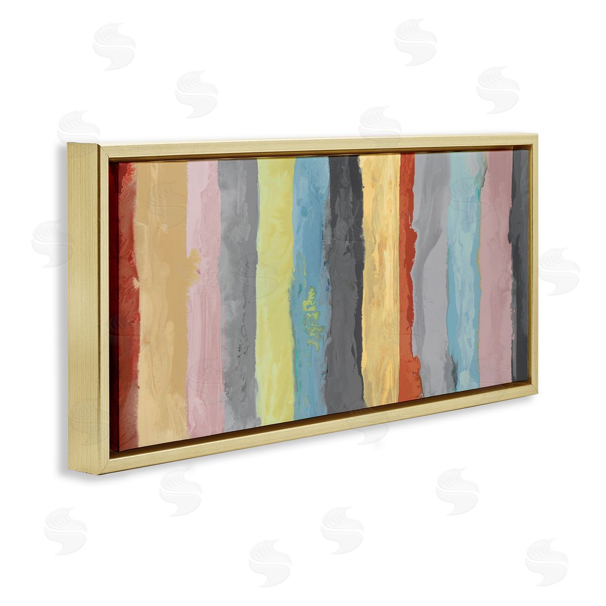 Randy Hibberd Abstract Stripe Pattern Brush Strokes Blue Yellow Pink