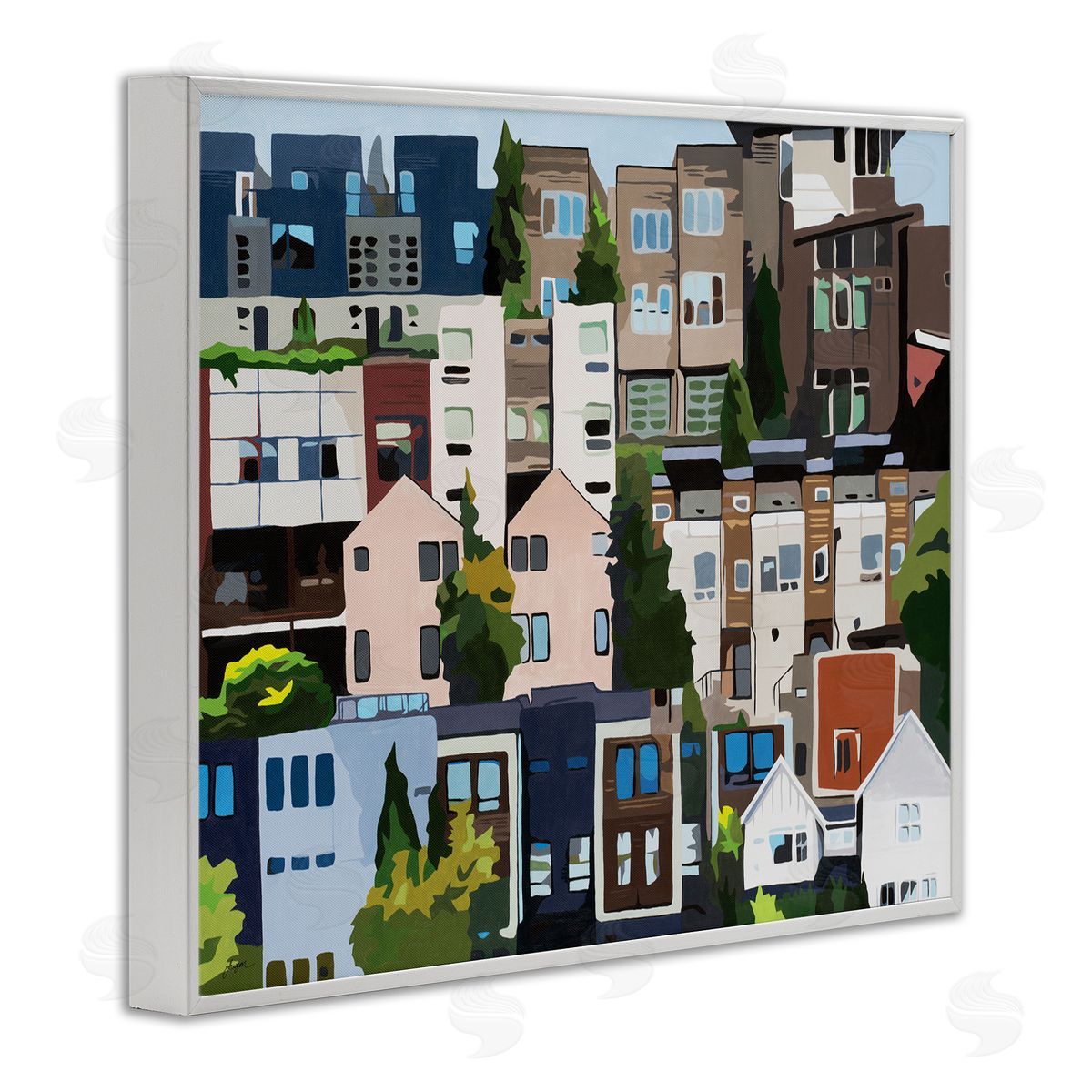 Beth Ann Lawson Urban Apartments Cityscape Colorful Abstract Trees