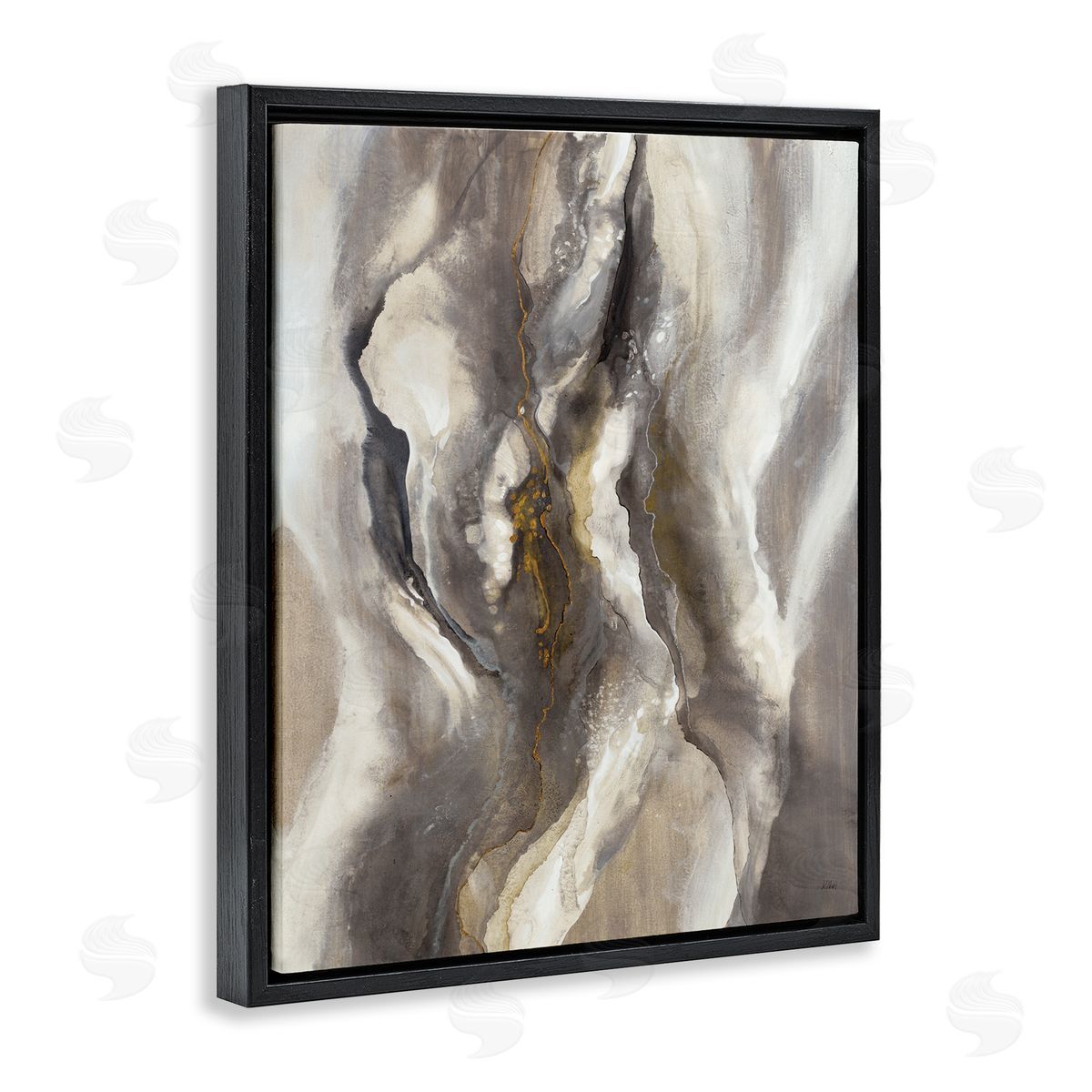 K. Nari Flowing Cloudy Grey Abstraction Dark Shadows Yellow Highlights