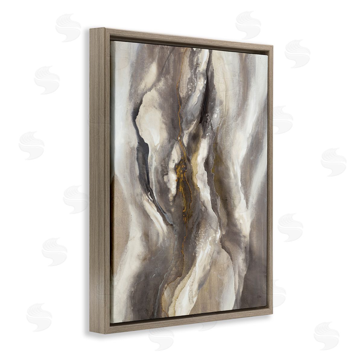 K. Nari Flowing Cloudy Grey Abstraction Dark Shadows Yellow Highlights