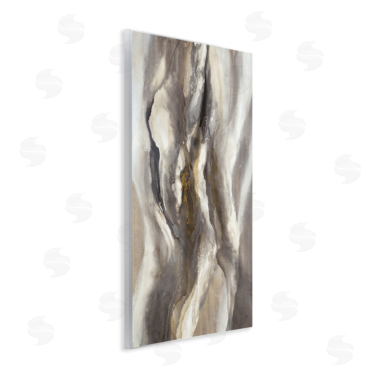 K. Nari Flowing Cloudy Grey Abstraction Dark Shadows Yellow Highlights