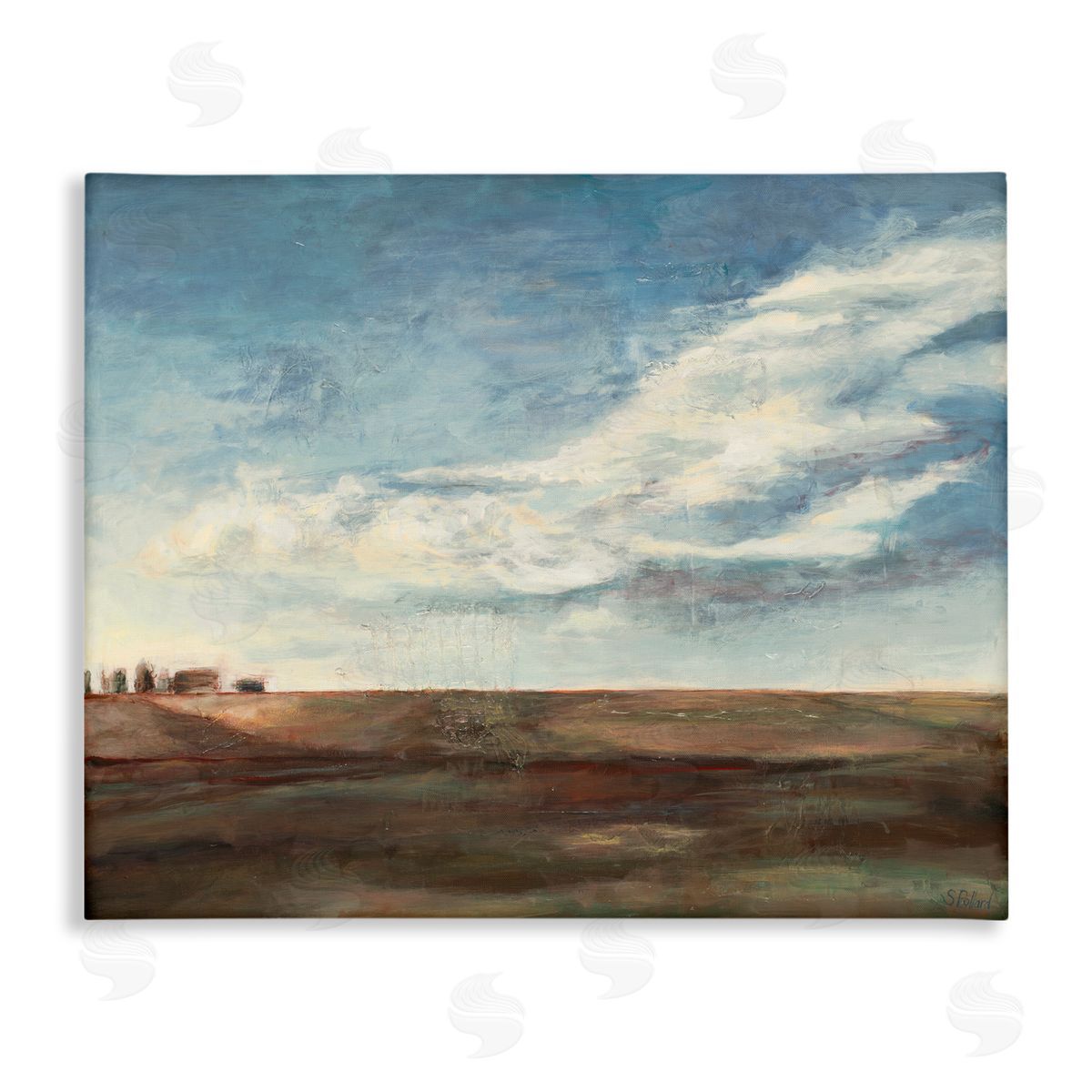 Stacey Pollard Cloudy Country Landscape Distant Town Earth Tones