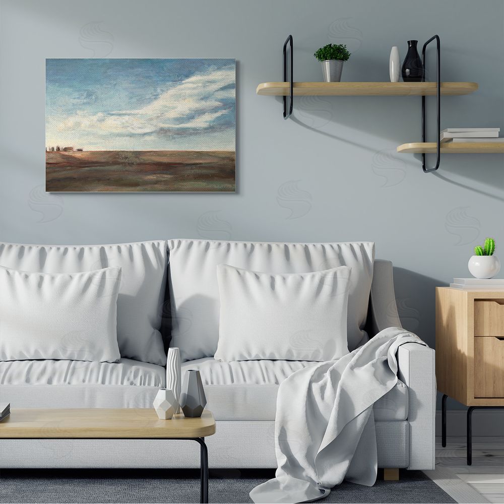 Stacey Pollard Cloudy Country Landscape Distant Town Earth Tones