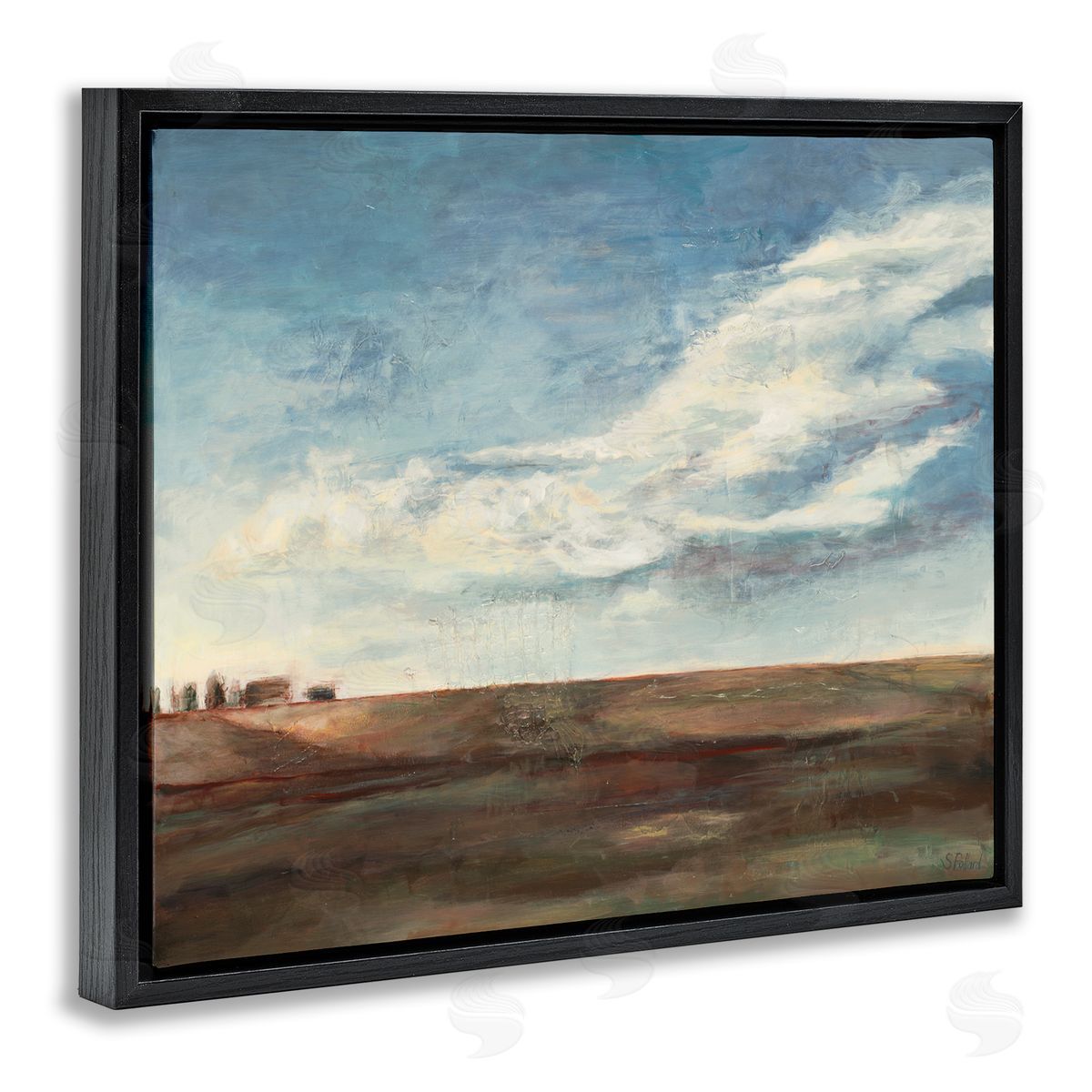 Stacey Pollard Cloudy Country Landscape Distant Town Earth Tones