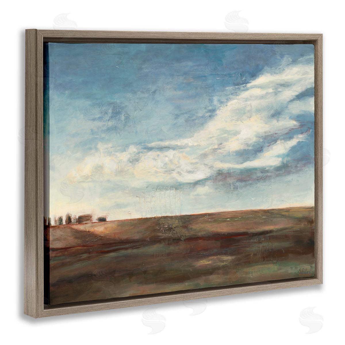 Stacey Pollard Cloudy Country Landscape Distant Town Earth Tones