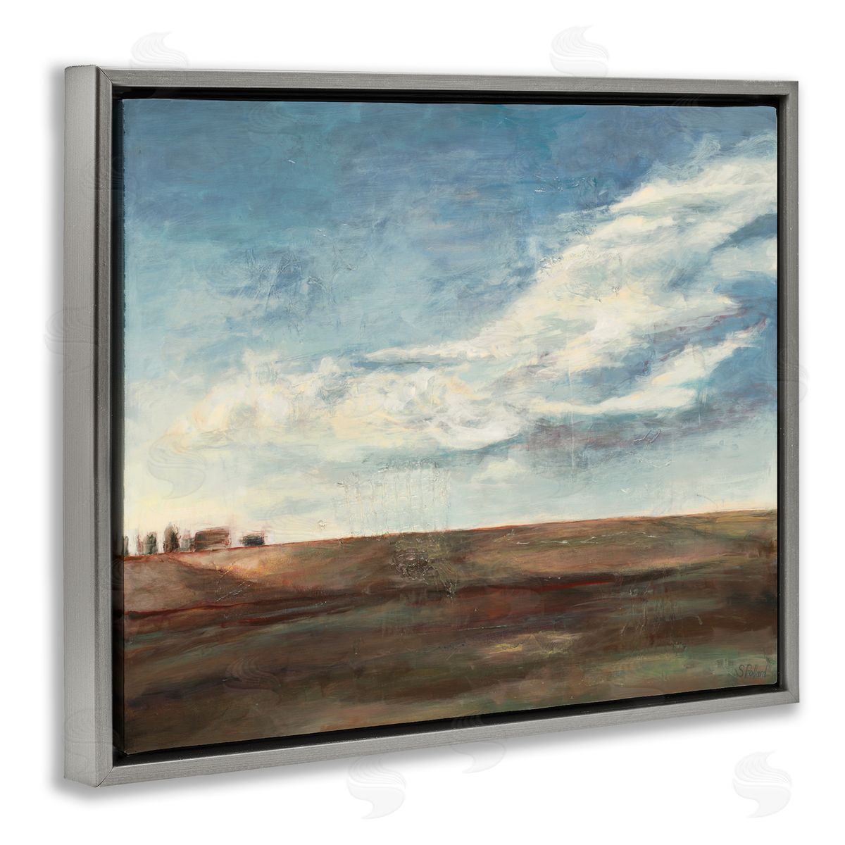 Stacey Pollard Cloudy Country Landscape Distant Town Earth Tones