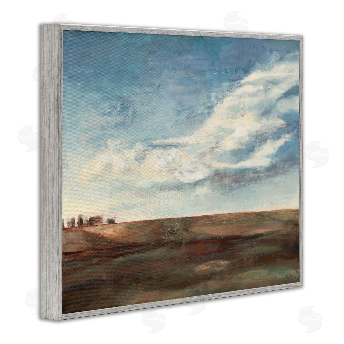 Stacey Pollard Cloudy Country Landscape Distant Town Earth Tones