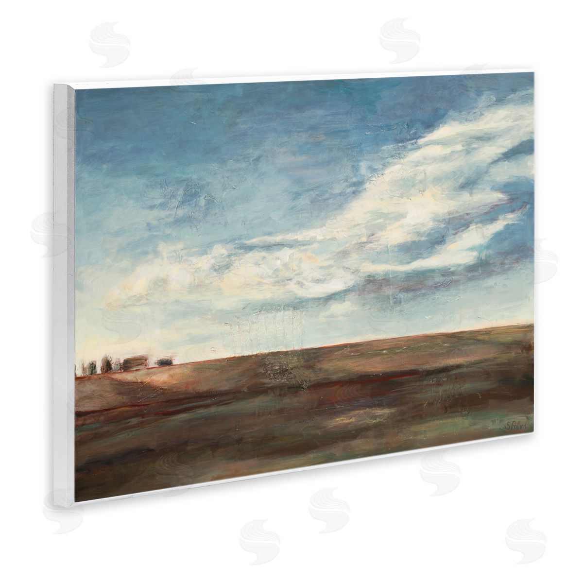 Stacey Pollard Cloudy Country Landscape Distant Town Earth Tones