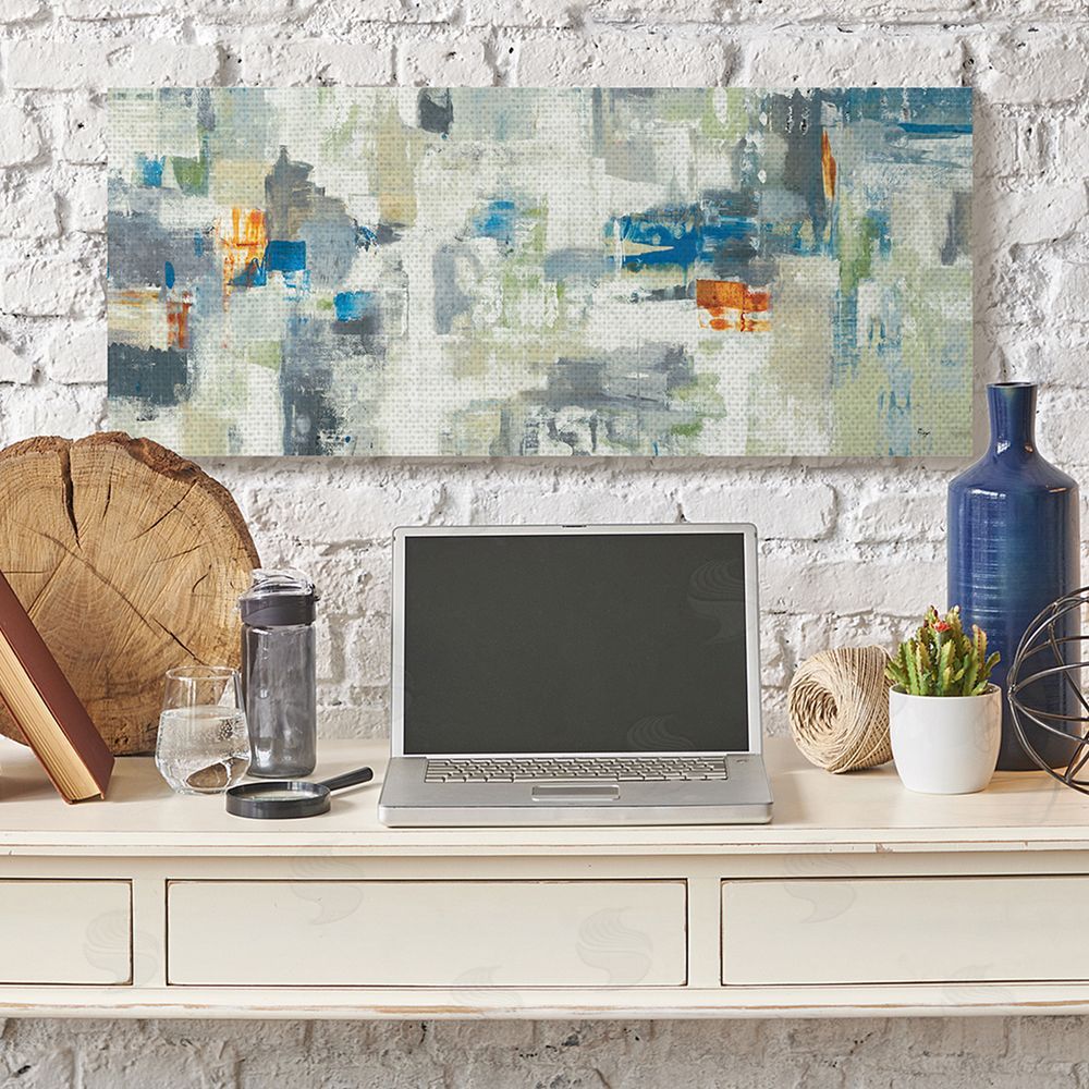 Lisa Ridgers Industrial Abstract Cityscape Muted Grey Blue Squares