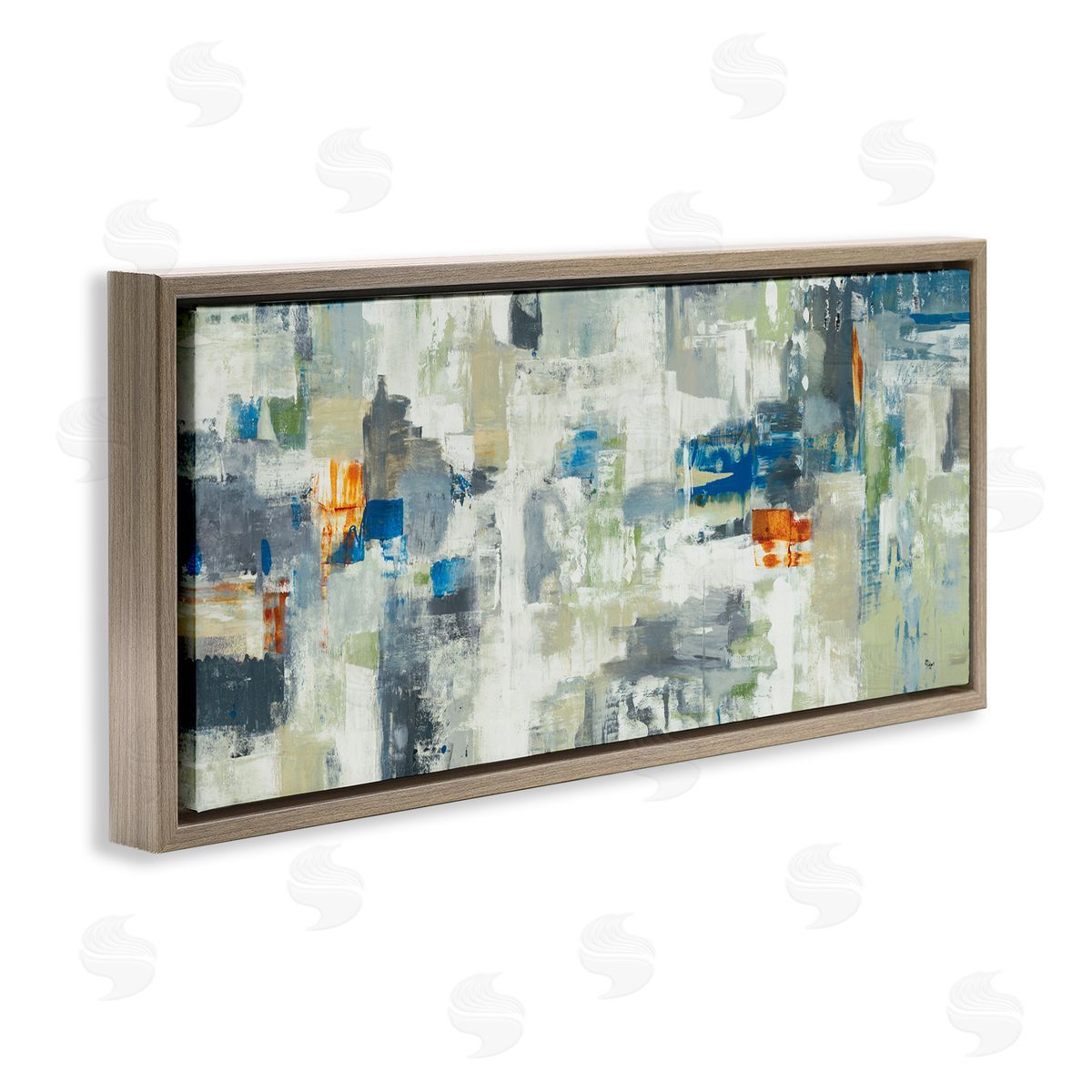 Lisa Ridgers Industrial Abstract Cityscape Muted Grey Blue Squares