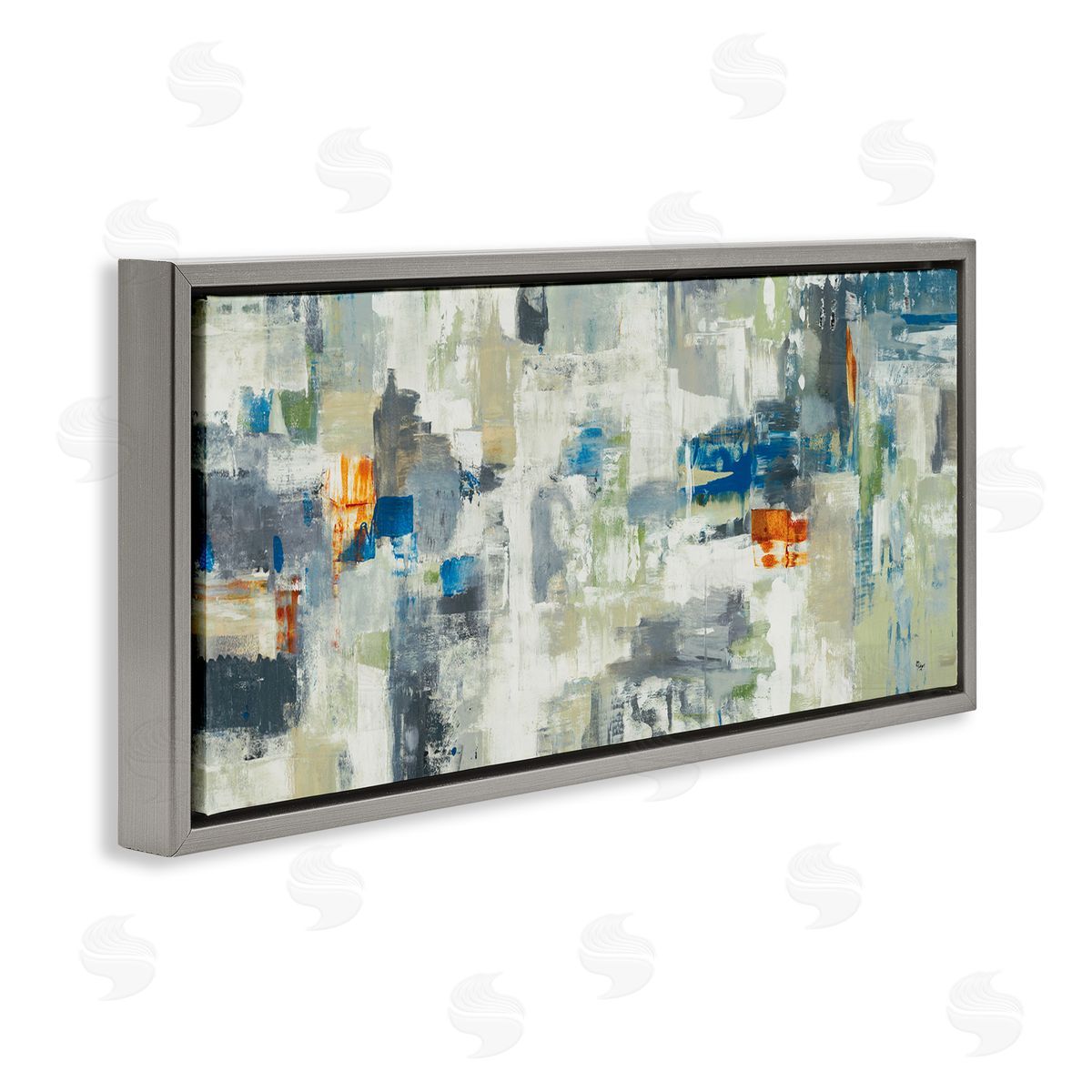 Lisa Ridgers Industrial Abstract Cityscape Muted Grey Blue Squares