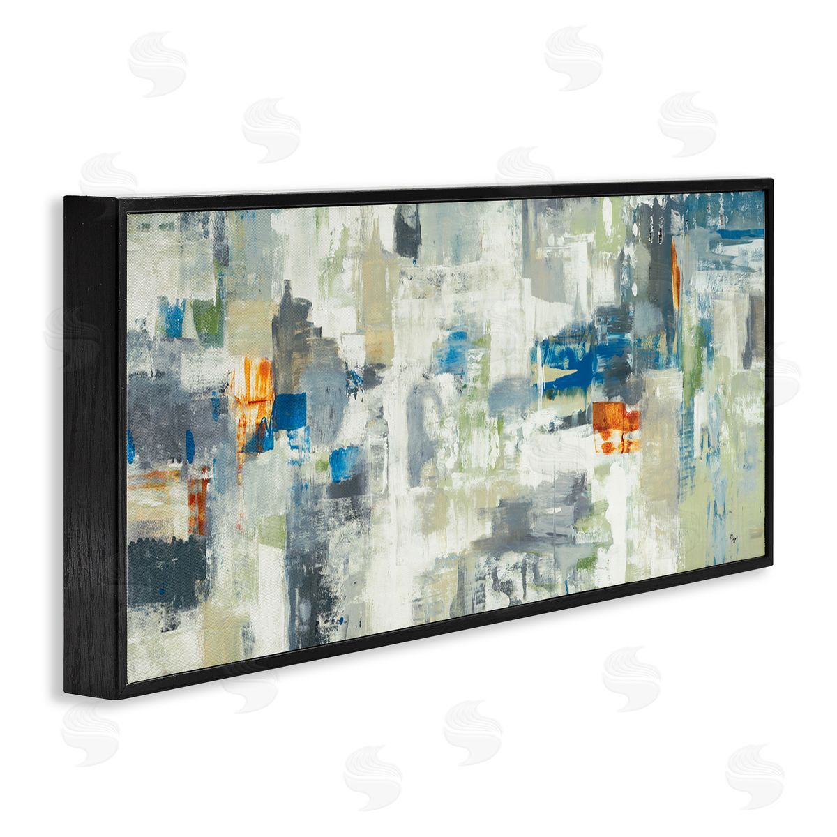 Lisa Ridgers Industrial Abstract Cityscape Muted Grey Blue Squares