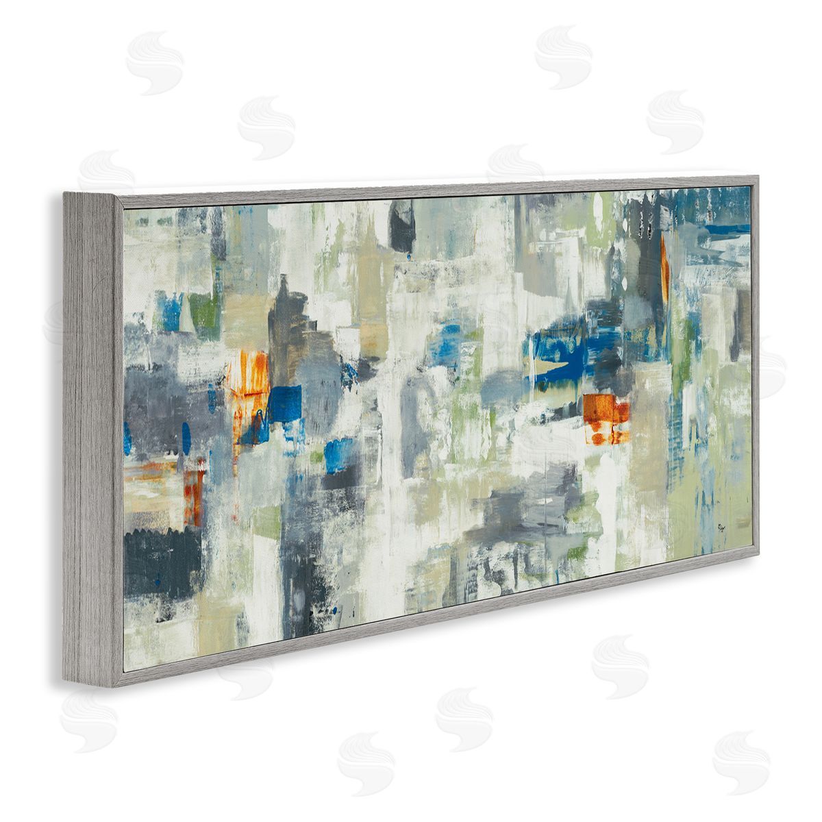 Lisa Ridgers Industrial Abstract Cityscape Muted Grey Blue Squares