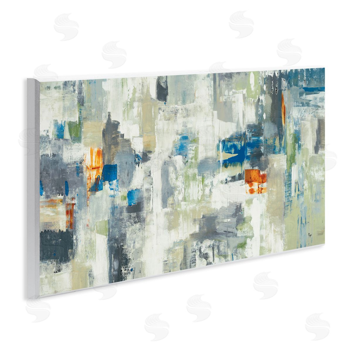 Lisa Ridgers Industrial Abstract Cityscape Muted Grey Blue Squares
