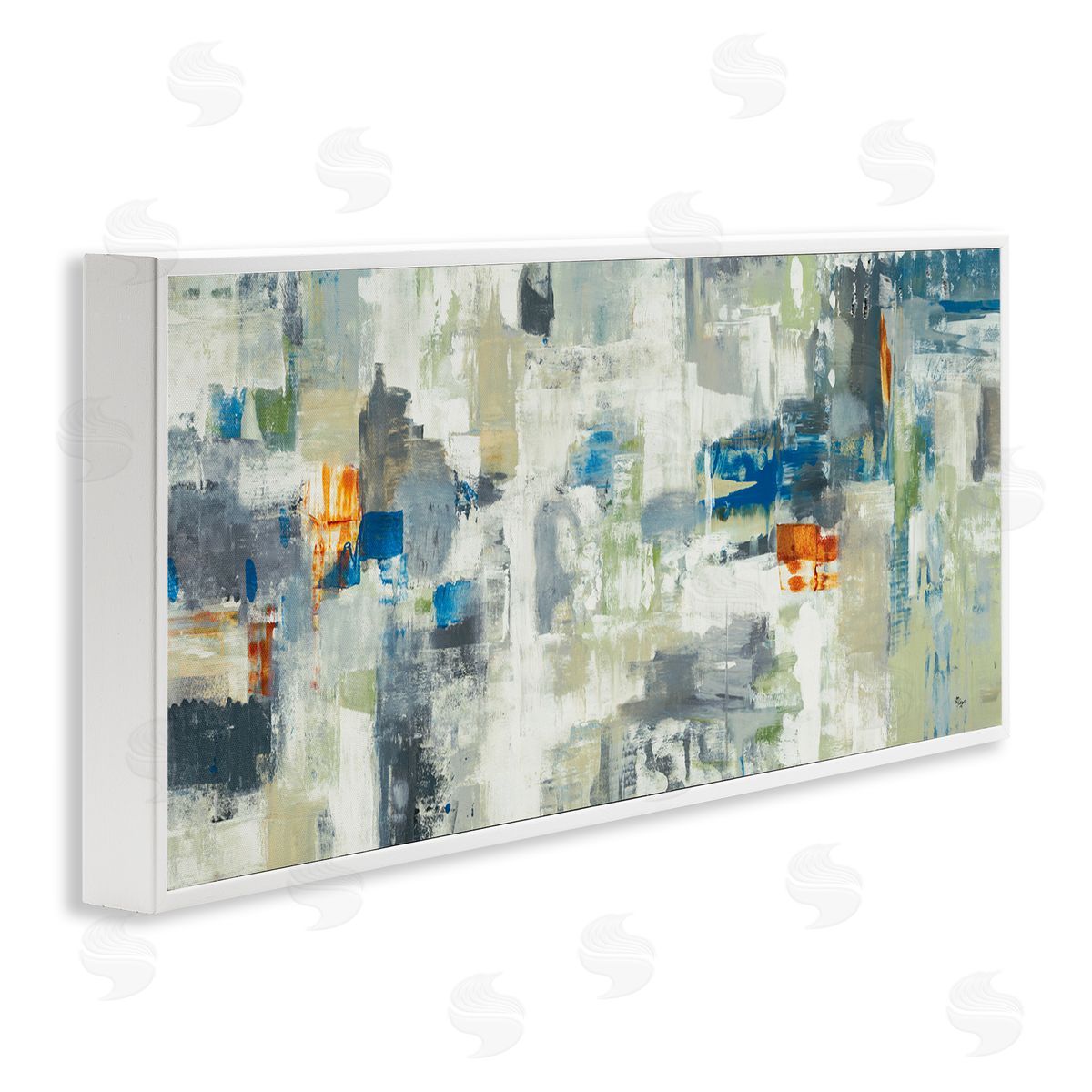 Lisa Ridgers Industrial Abstract Cityscape Muted Grey Blue Squares