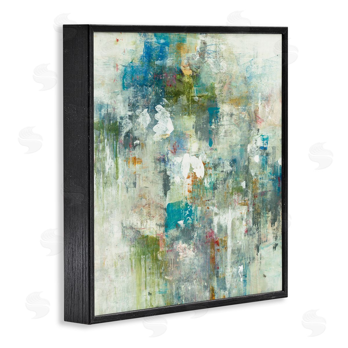 Lisa Ridgers Modern Earth Tone Abstraction Busy Blue Green Black Framed Glicee Wall Art Print